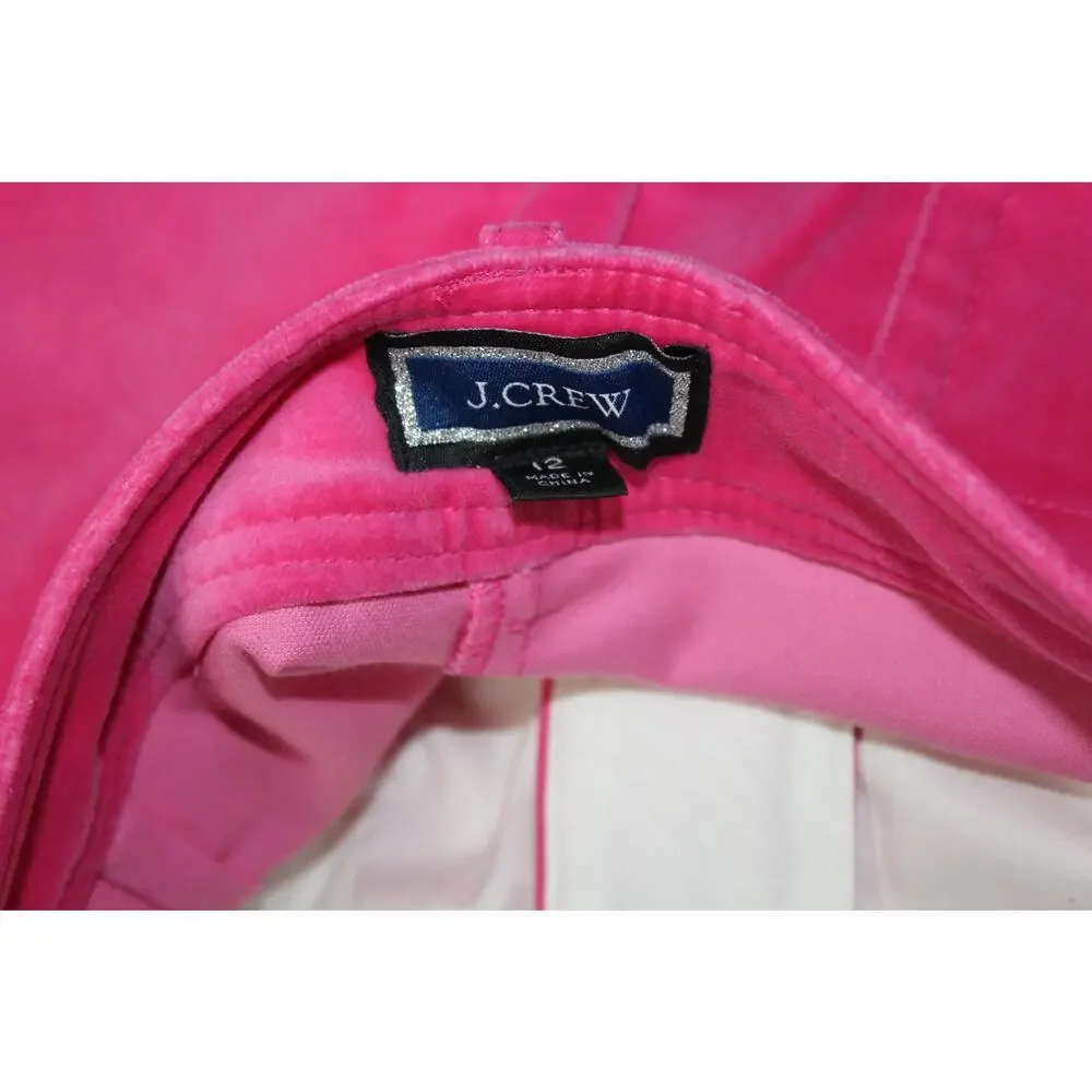 J.Crew Velvet Pants Size 12 Pink Straight Leg
